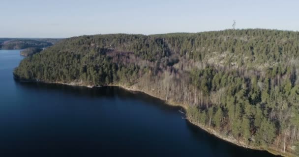 Flygfoto Över Landskapet Med Sjöar Och Öar Dagtid — Stockvideo