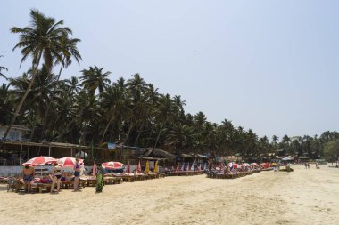 ahşap binalar ve şemsiyeli şezlonglu tatil bölgesigörünümü 