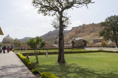 Jaipur, Hindistan 'da Amber Fort Construction 'ın görünümü