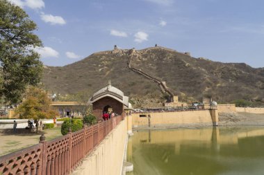 Jaipur, Hindistan 'da Amber Fort Construction 'ın görünümü