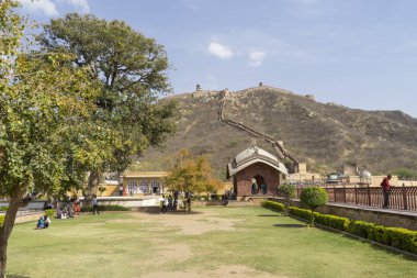 Jaipur, Hindistan 'da Amber Fort Construction 'ın görünümü