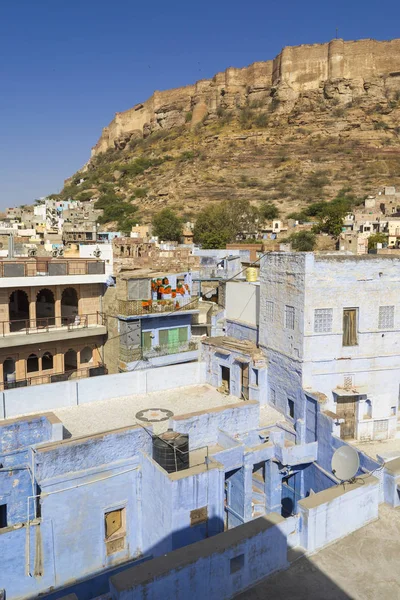 インド ジョードプルのメヘラン ガール城塞 青の都市 — ストック写真