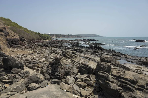 Mer Avec Littoral Rocheux Jour — Photo