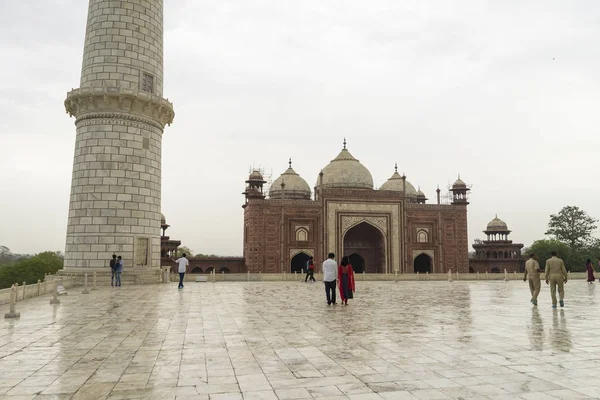 Blick Auf Den Taj Mahal Bei Bewölktem Tag Indien — Stockfoto