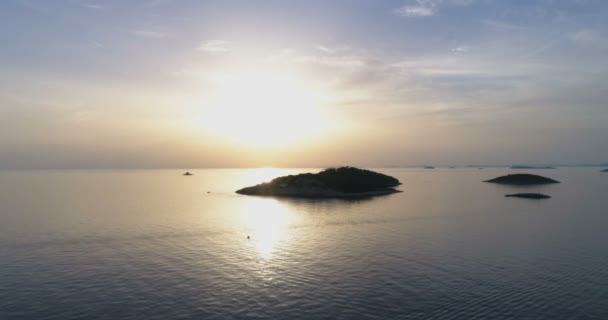 View Islands Surrounded Calm Sea Sunset Background — Stock Video