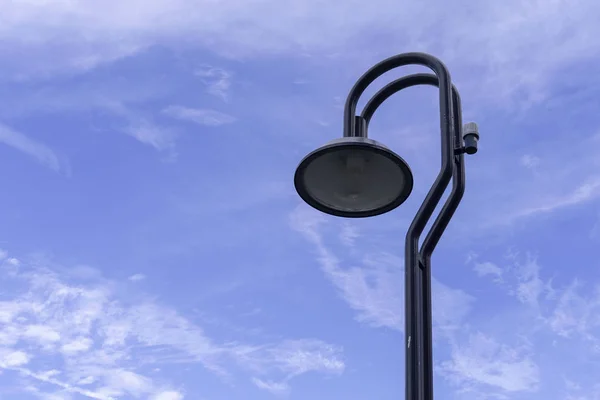 Straat Lamp Lichte Stok Met Blauwe Hemelachtergrond — Stockfoto