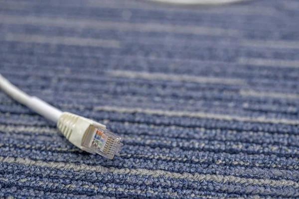 LAN cable or Ethernet cable rj45 plugins on carpet — Stock Photo, Image