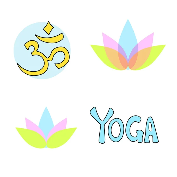 Yoga aum ve lotus vektör simbols
