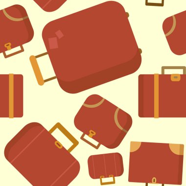 Kırmızı bavul ile Seamless modeli düz illüstrasyon vektör