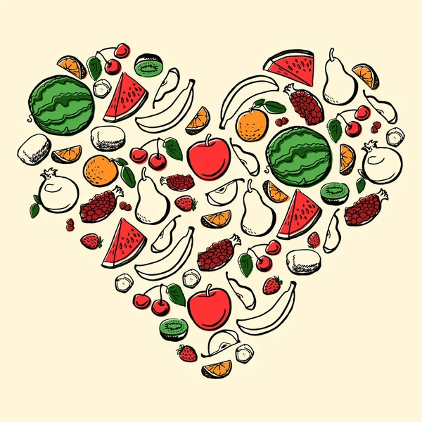 Fruits Heart Vector Illustration — Stock Vector