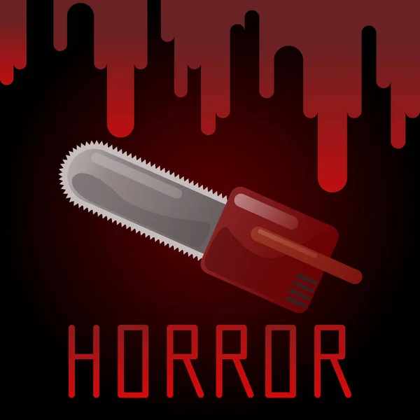Kettensäge Auf Blutigem Hintergrund Helloween Horror Vektor Illustration — Stockvektor