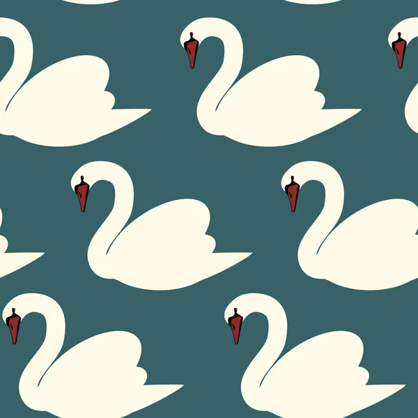 Cygnes Blancs Motif Vectoriel Sans Couture — Image vectorielle