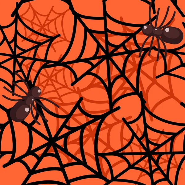 Tela Araña Patrón Vectores Halloween Sin Costuras — Vector de stock