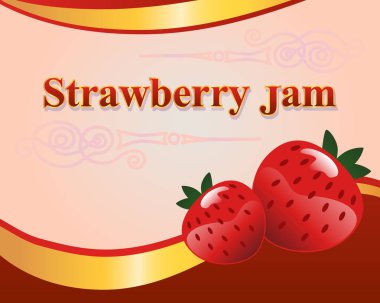 çilek reçeli etiket tasarım şablonu