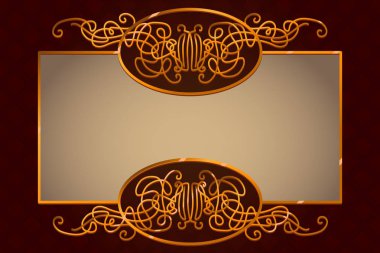 Altın vintage çerçeve vektör şablonu