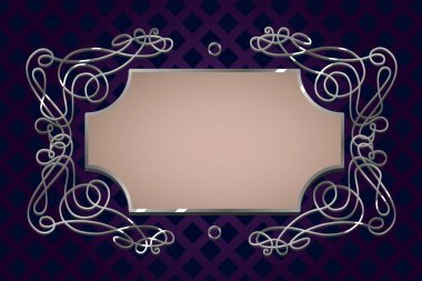 Gümüş vintage çerçeve vektör şablonu