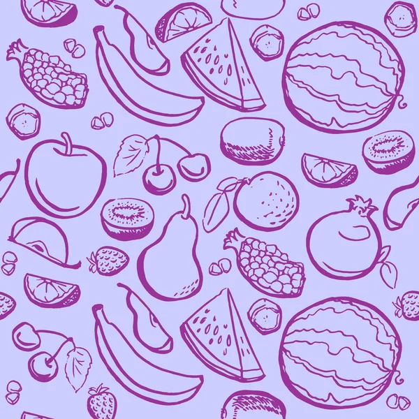 Seamless Pattern Fruits Vector — Stock Vector