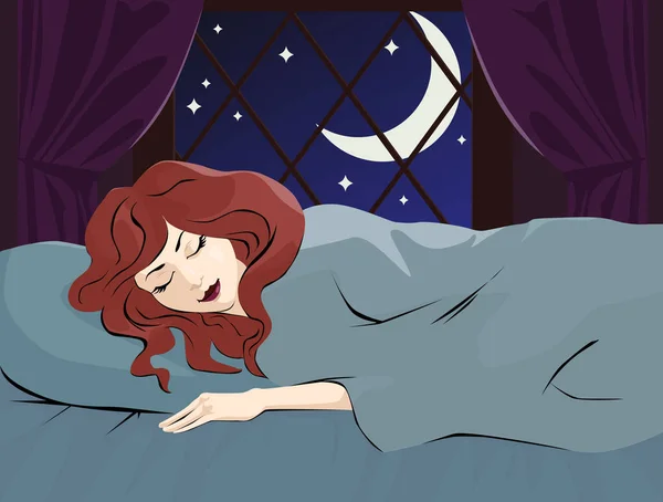 Mujer dormida vector ilustración — Vector de stock