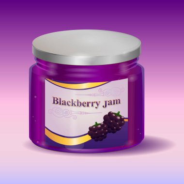 Blackberry reçel kavanoz vektör çizim