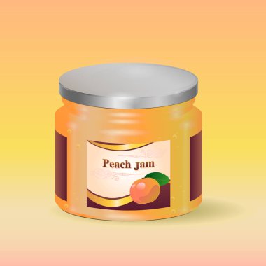 Şeftali ezmesi kavanozu vektör çizim