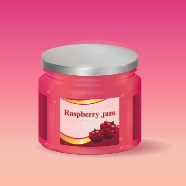 Kavanoz vektör çizim içinde ahududu reçeli