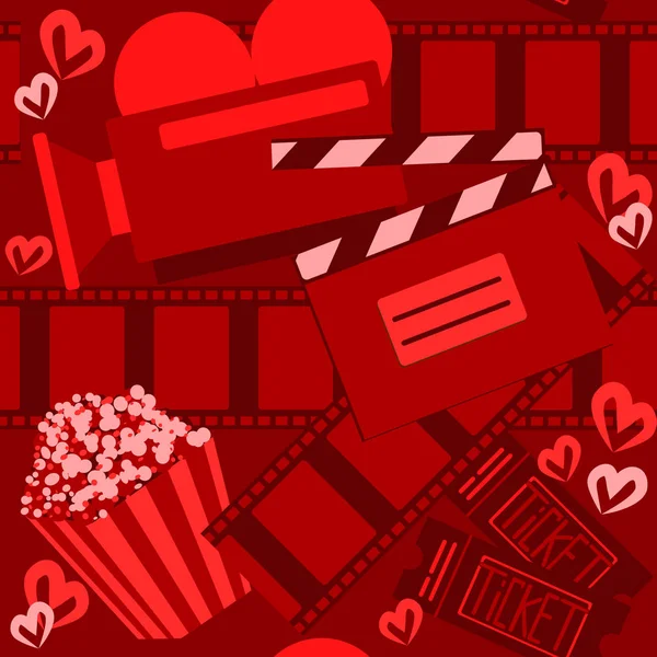 Cinema Film Rode Naadloze Patroon Voor Webdesign Afdrukken Vectorillustratie — Stockvector