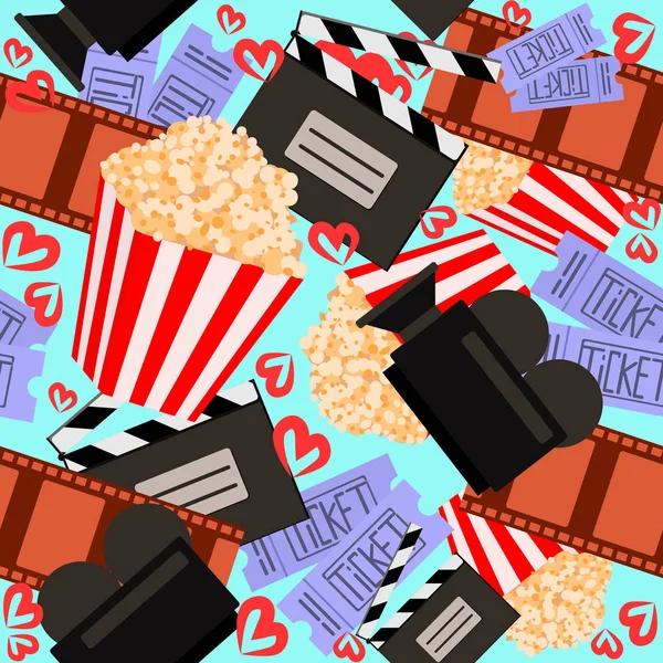 Cinema Cinema Padrão Sem Costura Colorido Para Web Design Ilustração —  Vetores de Stock