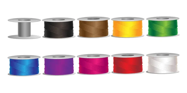 Set of bobbins with colorful threads vector illustration — Stock Vector