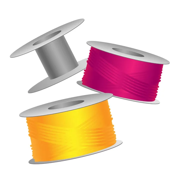 Yellow and pink threads on bobbins vector illustration — Stock Vector