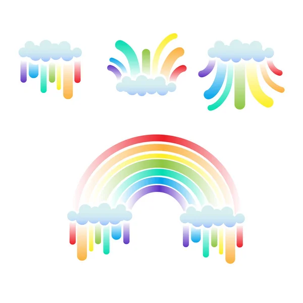 Nubes y arco iris vector conjunto — Vector de stock