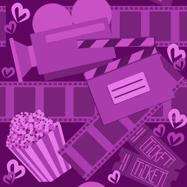 Cinema Cinema Padrão Sem Costura Roxo Para Web Design Impressão —  Vetores de Stock