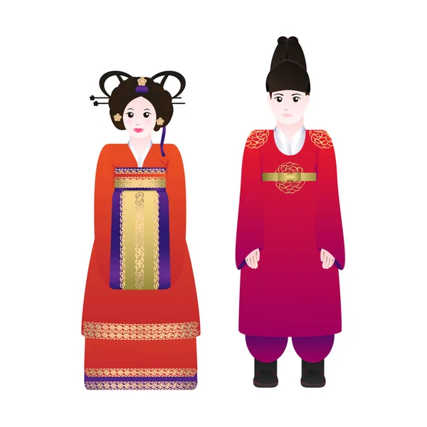 Koreanische Traditionelle Hochzeitspaar Vektor — Stockvektor