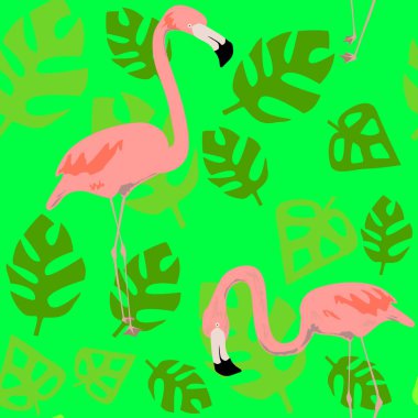 Parlak flamingo desen. Sorunsuz vektör desen