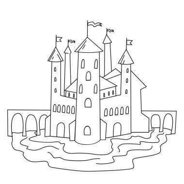 Kale boyama sayfası. Vektör el çizilen illüstrasyon