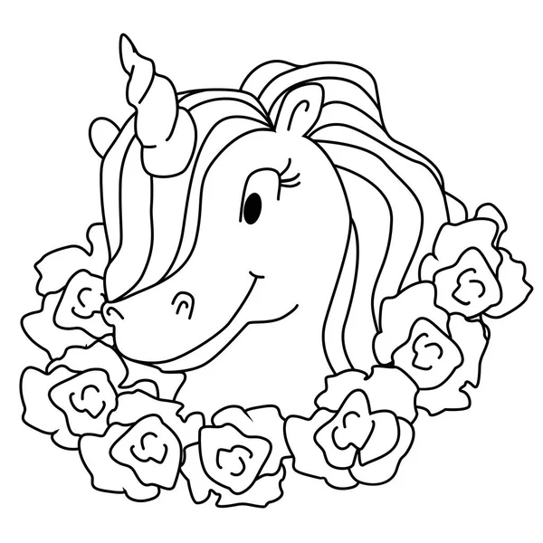 Illustrazione isolata di unicorno magico. Pagina da colorare vettoriale — Vettoriale Stock