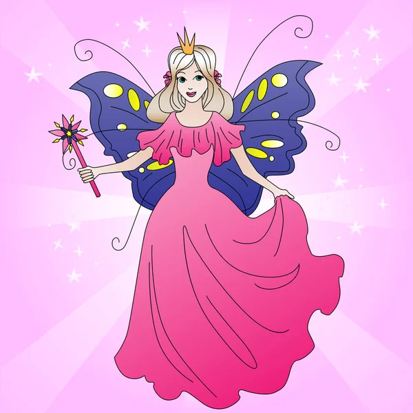 Magie fée princesse illustration. Illustration vectorielle colorée pour enfants — Image vectorielle