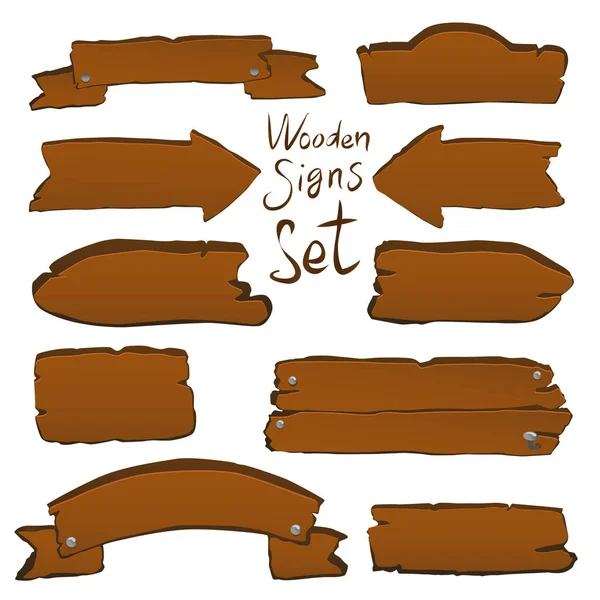 Houten borden instellen vectorillustratie — Stockvector