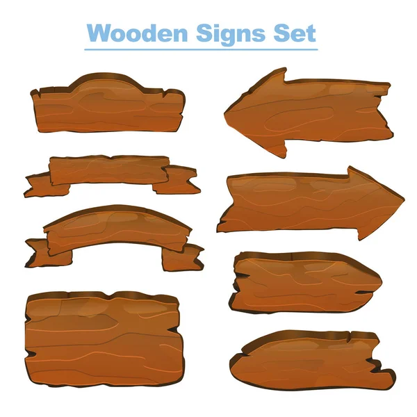 Wooden signs set vector illustration — Stock Vector