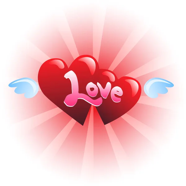 Любов і два серця вектор — стоковий вектор