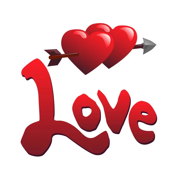 Love and two hearts vector — Stock vektor