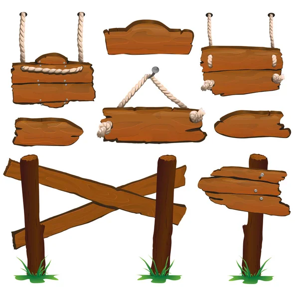 Panneaux en bois set illustration vectorielle — Image vectorielle