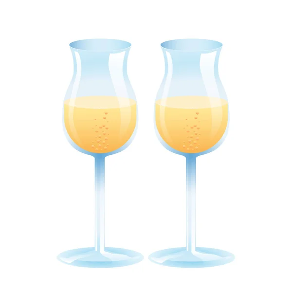 Champign dos copas de vino — Vector de stock