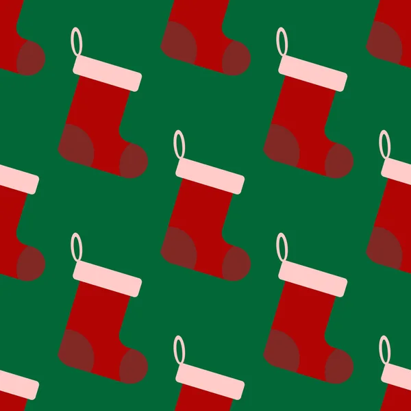 クリスマスの靴下のシームレスなパターン — ストックベクタ