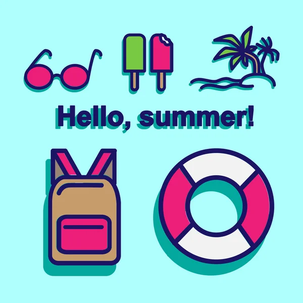 Summer icons vector — Stock Vector
