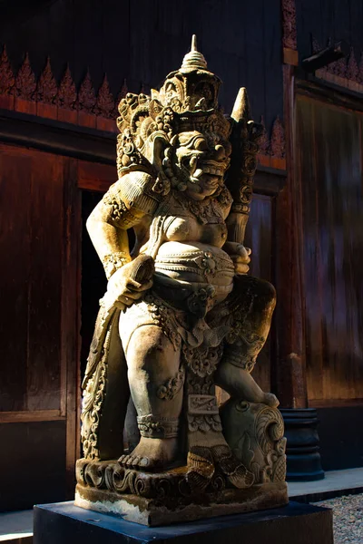 Buddhistische Steinstatue Schwarzen Tempel Thailand — Stockfoto