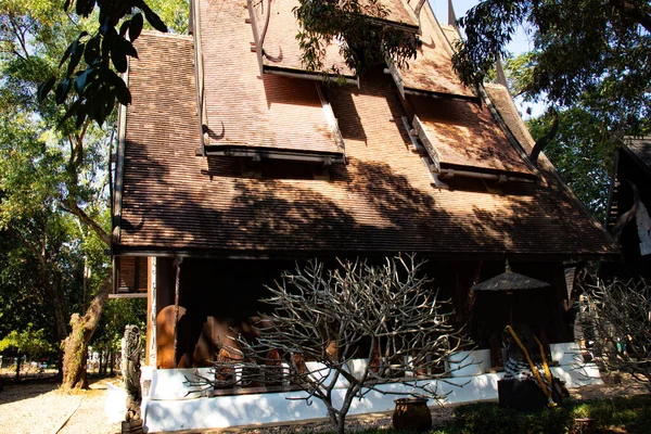 Kara Tapınak 'taki tahta tapınak, Chiang Rai, Tayland