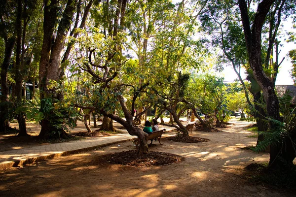 Persone Che Riposano Parco Tempio Nero Thaiand — Foto Stock