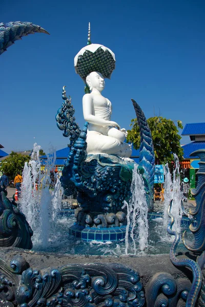 Templo Azul Arquitectura Tradicional Estatuas Tailandia —  Fotos de Stock