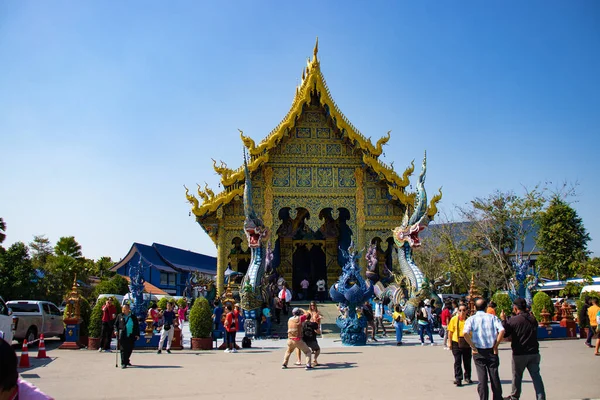 Tempio Blu Architettura Tradizionale Statue Thailandia — Foto Stock