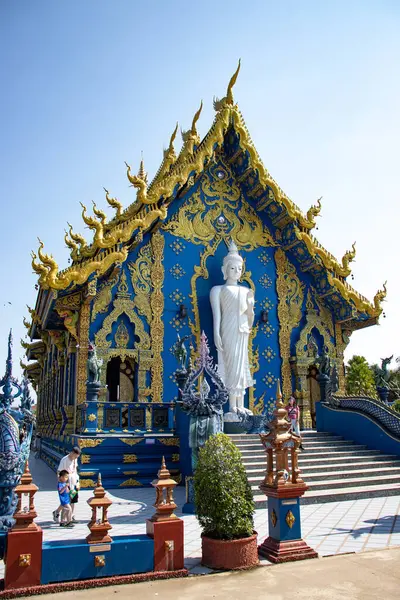 Templo Azul Arquitetura Tradicional Estátuas Tailândia — Fotografia de Stock